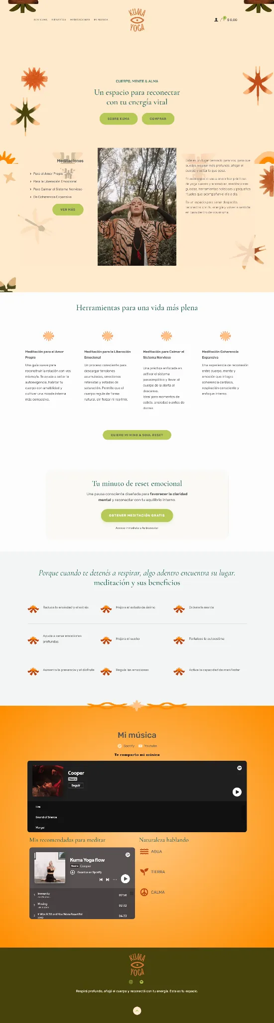 Captura de Soy Kuma, sitio de meditaciones y contenidos digitales